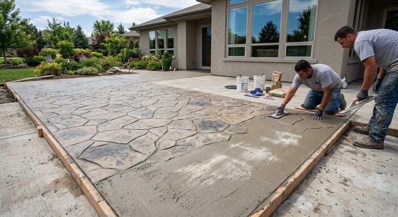 Stamped Concrete Patio Installation in Frisco, TX